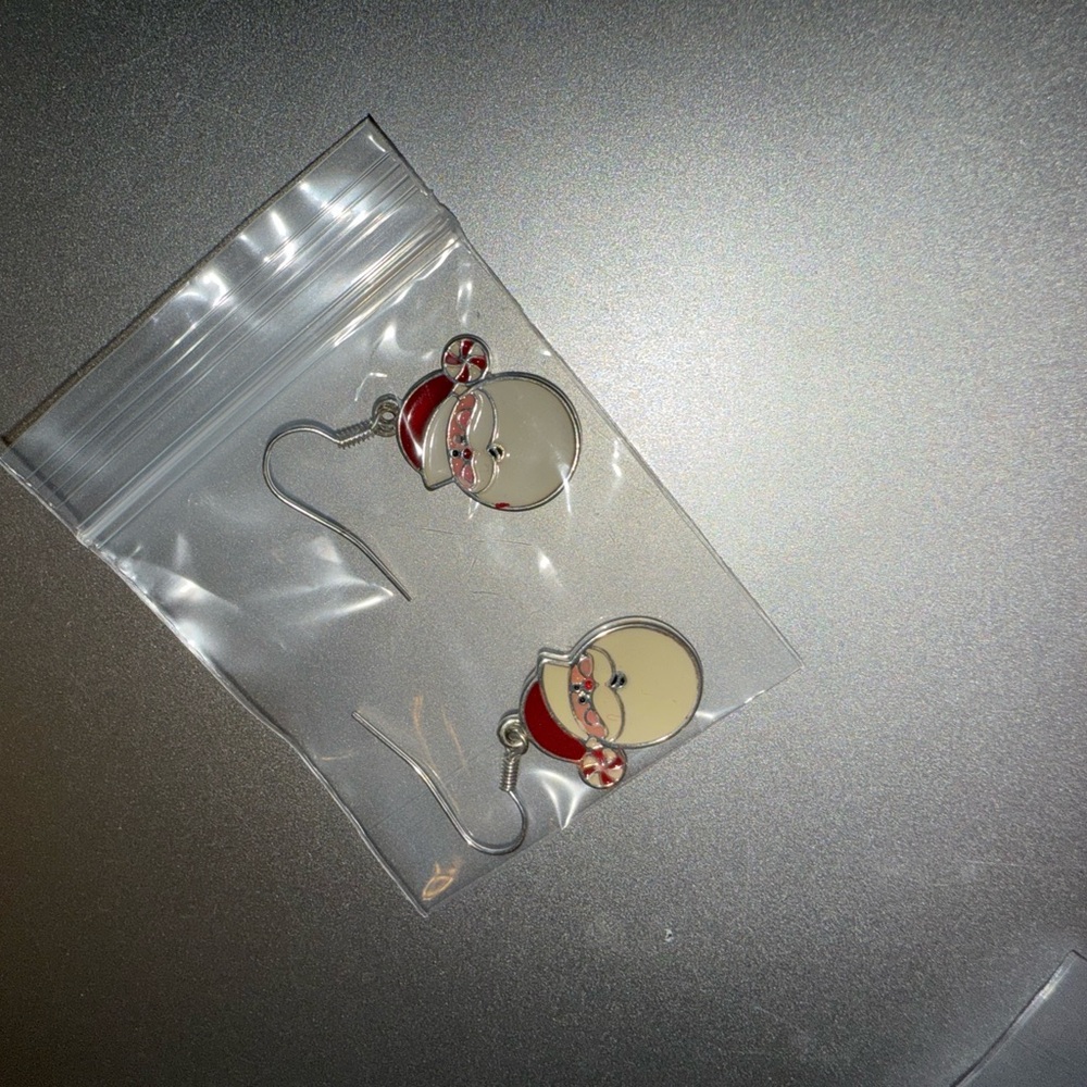 Red and Silver Santa Earrings